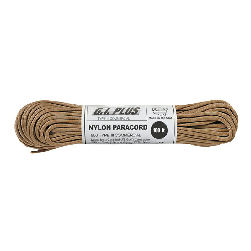ROTHCO ロスコ ナイロンパラコード 30m 100ft TAN 181