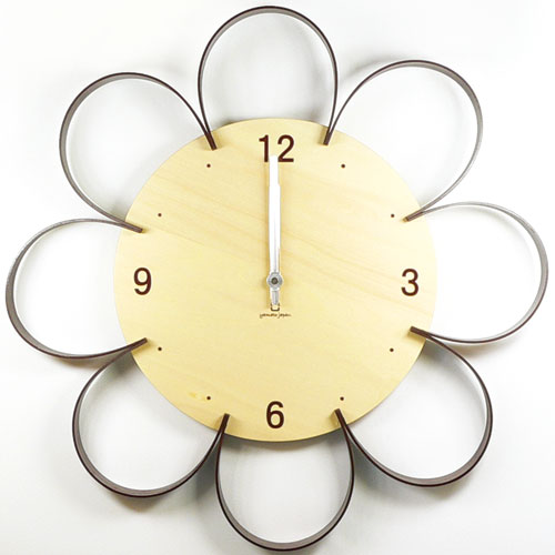 ヤマト工芸 掛時計 FLOWER CLOCK YK10-103-Br 栗色 ブラウンの写真