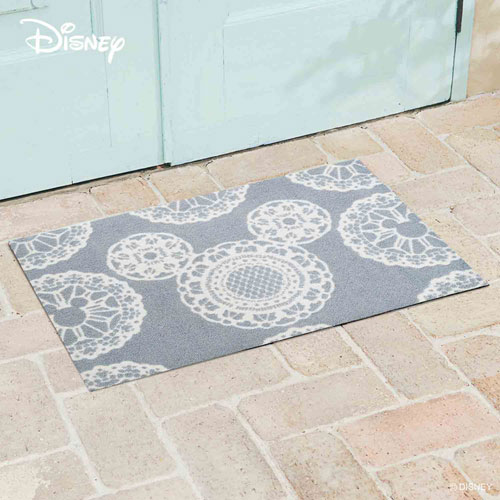 クリーンテックス・ジャパン Disney Mat Collection ディズニー 玄関マット Mickey ミッキー レース グレー 50 × 75 cm BK00016の写真