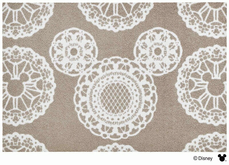 クリーンテックス・ジャパン Disney Mat Collection ディズニー 玄関マット Mickey ミッキー レース グレージュ 75 × 120 cm BK00021の写真