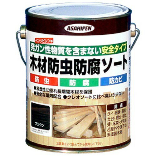 アサヒペン 木材防虫防腐ソート ブラウン(1L)の写真