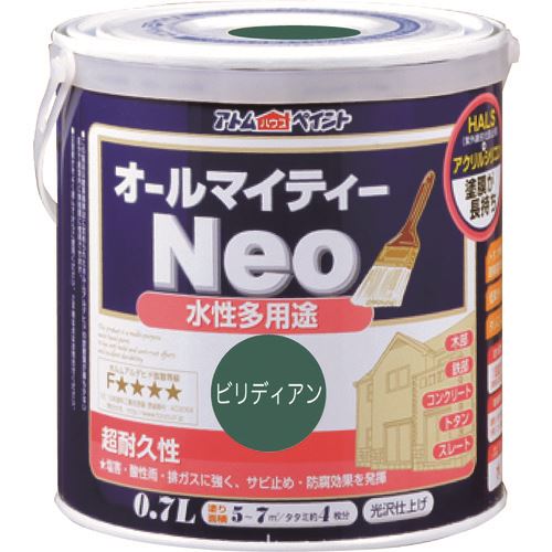 アトムハウスペイント 4971544187778 水性オールマイティーネオ 0.7L ビリディアンの写真