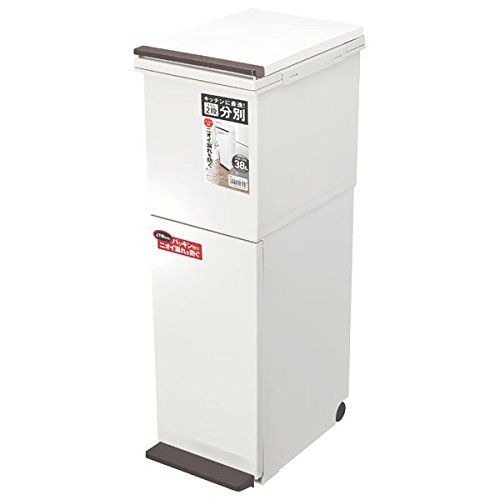 分別ダストボックス ペダル2段スリム38L ホワイト(1コ入)の写真
